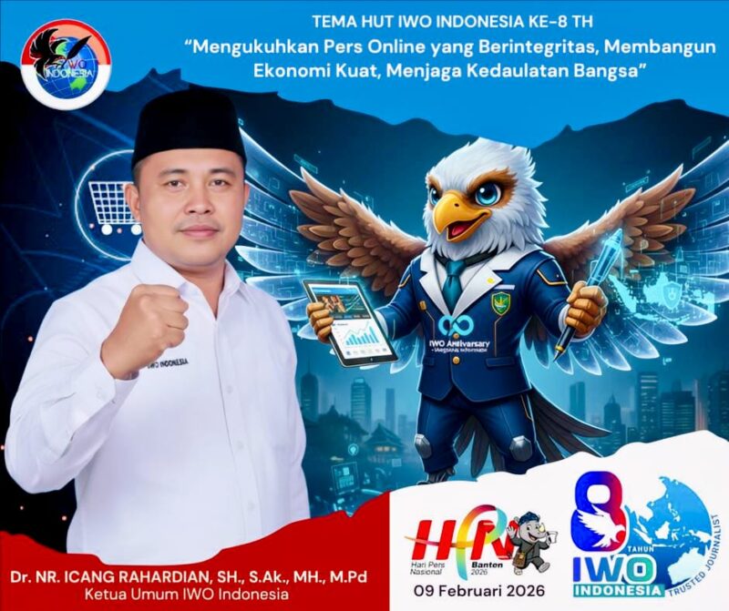 Memasuki Usia 8 Tahun, IWO INDONESIA Usung Tema “Mengukuhkan Pers Online yang Berintegritas, Membangun Ekonomi Kuat, Menjaga Kedaulatan Bangsa.”