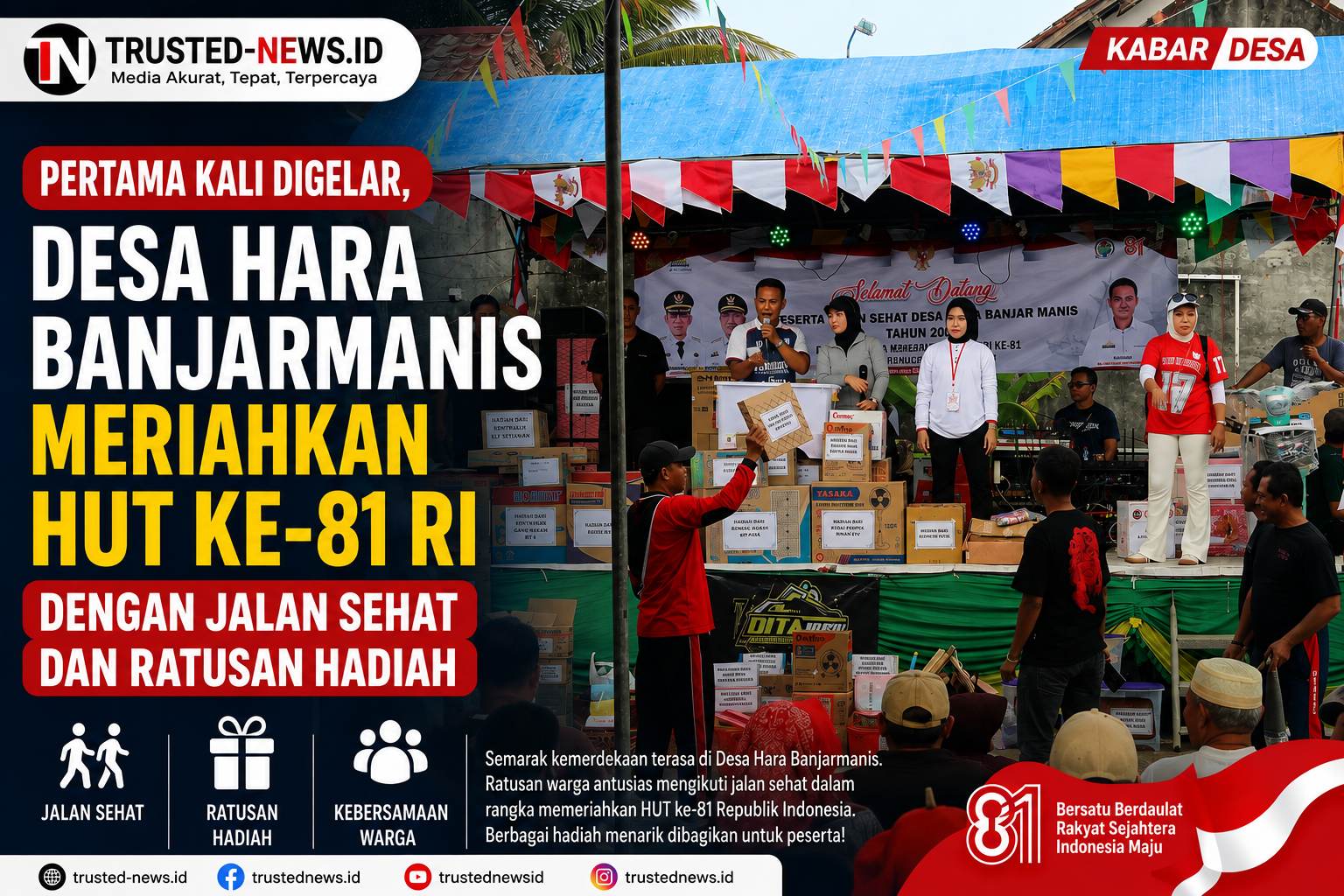 Pertama Kali Digelar, Desa Hara Banjarmanis Meriahkan HUT ke-81 RI dengan Jalan Sehat dan Ratusan Hadiah