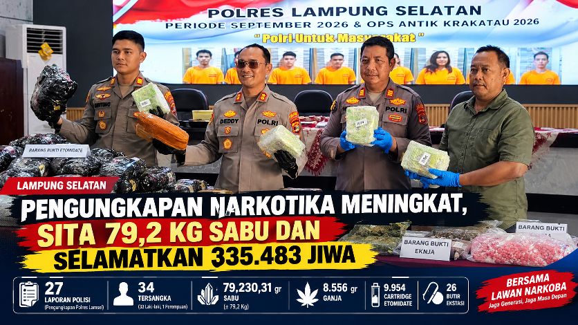 Pengungkapan Narkotika Meningkat, Sita 79,2 Kg Sabu dan Selamatkan 335.483 Jiwa